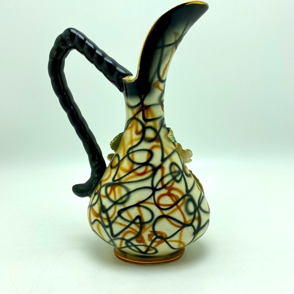 Rare Vintage H. Bequet Capodimonte Pitcher Vase Quaregnon Belgium Porcelain - Picture 3 of 8